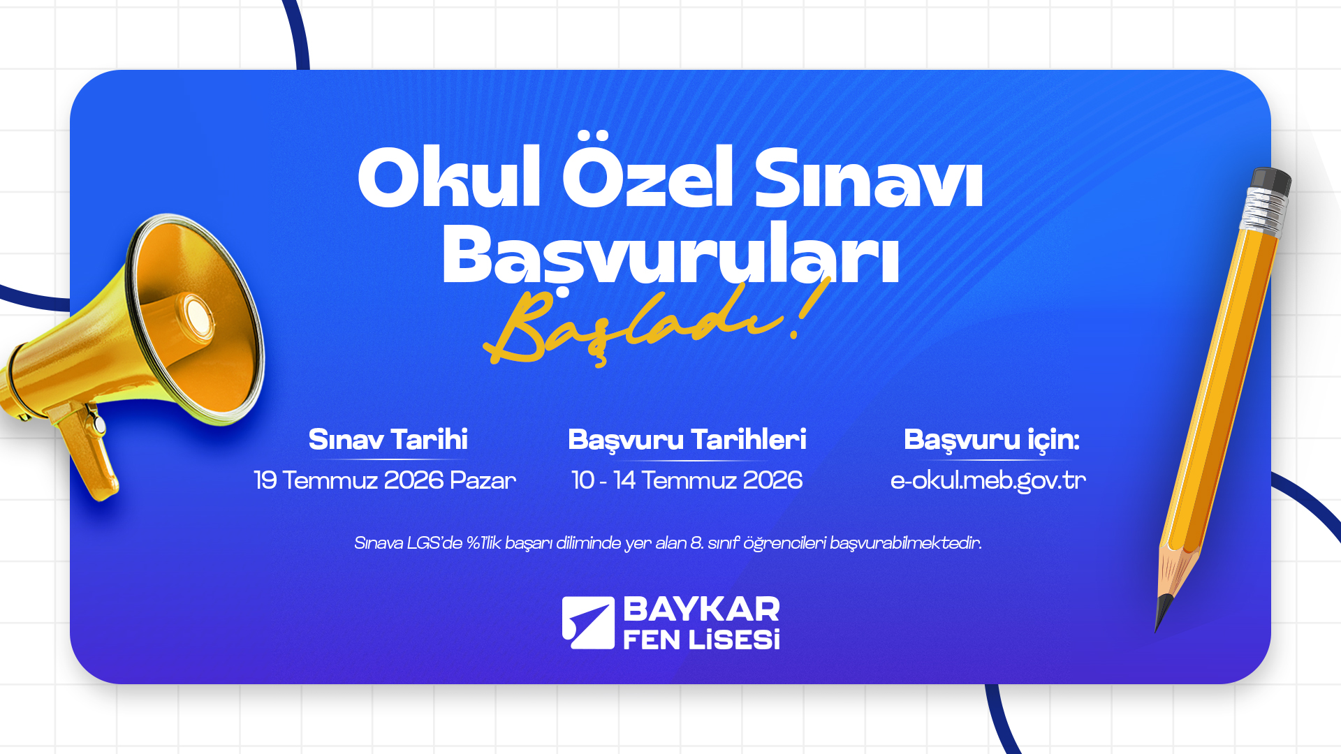 Milli Teknoloji Hamlesi'nin Eğitimdeki Yüzü Baykar Fen Lisesi'nin Okul Özel Sınavı Başvuruları Başladı!